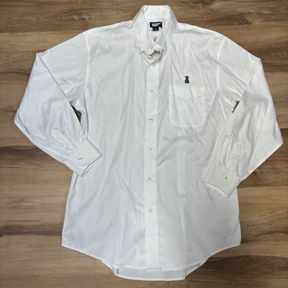Lands' End Shirt Mens Medium White Cotton Button Down - Picture 1 of 8